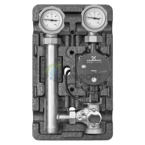 Насосная группа Meibes MK 1 1/4 с насосом Grundfos Alpha2 32-60 cо смесителем ME 66832.10 L - фото 1