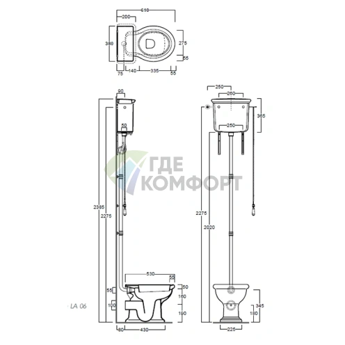 Бачок для унитаза SIMAS Lante высокий LA01/LA02 белый (LA06bi) - фото 2