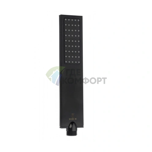 Ручной душ BOSSINI FLAT ONE с прямоугольной лейкой из матовой черной латуни (B00270.073) - фото 1