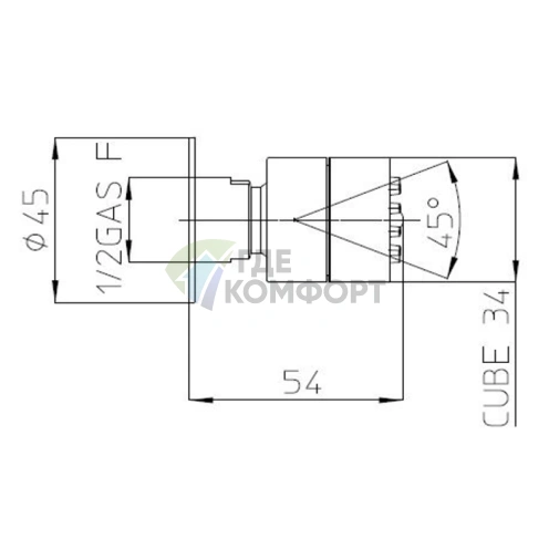 Поворотная квадратная форсунка BOSSINI CUBIC GOM, хром (I00135.030) - фото 2