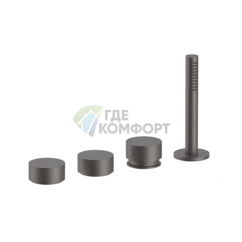 Смеситель на борт ванны Fantini AF/21: 4 отверстия, без излива, цвет Matt Gun Metal PVD (27 P5 A267) - фото 1