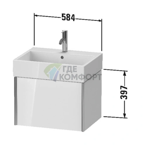 Подвесная тумба Duravit XViu белый глянцевый/champagne matt, 397x584x454 мм (XV42340B122) - фото 2