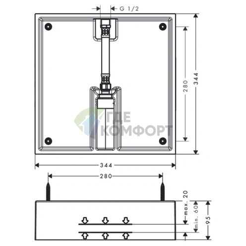 Скрытая часть для душа Hansgrohe Raindance E 400 (только для верхних душей) (26254180) - фото 2