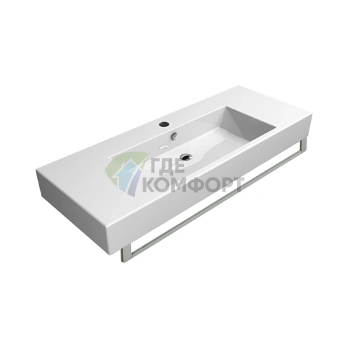 Раковина накладная подвесная GSI Kube 120x47 см с переливом, отверстием под смеситель, белая - фото 1