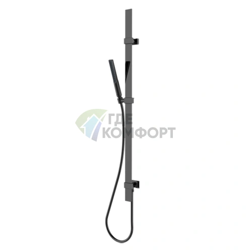 Душевая система BOSSINI APICE FLAT: матовая черная латунь, лейка и шланг (D48088.073) - фото 1