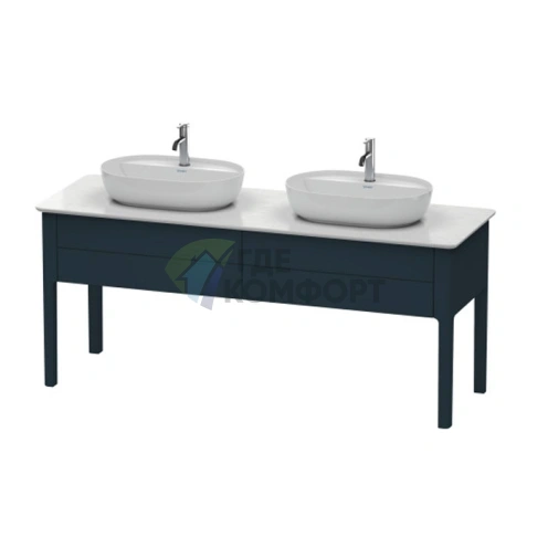 База для двух раковин Duravit Luv, 743x1788x570 мм, 2 выдвижных ящика, темно-синий шелковисто-матовый (LU9562B9898) - фото 1
