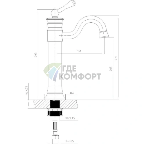 Смеситель для раковины Timo Adelia 6011/00F хром - фото 2