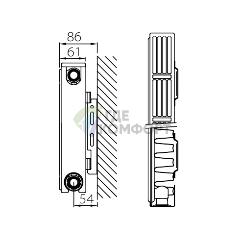 Радиатор стальной панельный Stelrad Compact 11 03 07 с боковым подключением - фото 6