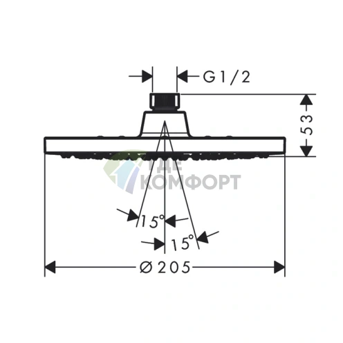 Потолочный душ HG Vernis Blend 200 1jet, хром, зеленый (26093000) - фото 2