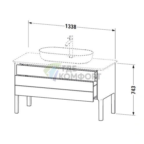 Напольная тумба Duravit Luv с 2 выдвижными ящиками, 743x1388x570,1 мм, темно-синий шелковисто-матовый (LU956609898) - фото 2