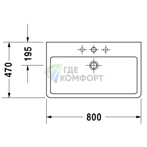 Раковина Duravit Vero 800x470 мм белая встраиваемая (454800000) - фото 3