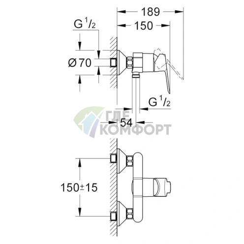 Смеситель для душа Grohe BauEdge 23333000 - фото 2