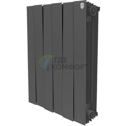Радиатор биметаллический Royal Thermo Piano Forte 500 noir sable 6 секций-черный - фото 1