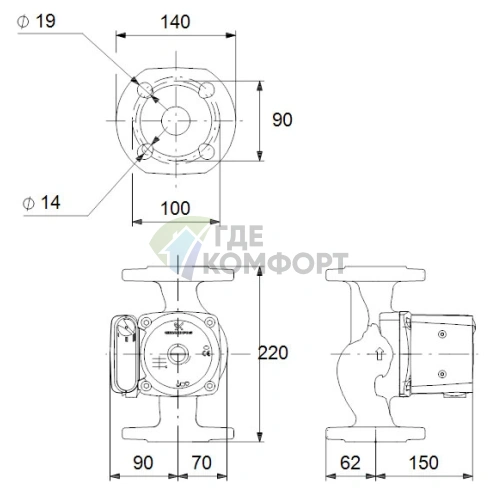 Циркуляционный насос Grundfos UPS 32-100 F 220 - фото 3