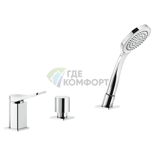 GESSI Rilievo Смеситель для ванны на 3 отверстия с выдвижной душевой лейкой и системой наполнения через перелив (59043#031) - фото 1