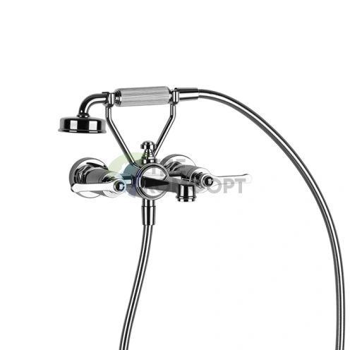 Смеситель для ванны GESSI VENTI20: двухвентильный настенный с ручным душем (хром) (65113#031) - фото 1