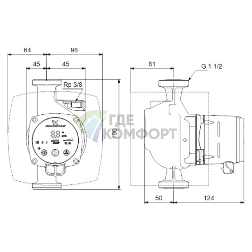 Циркуляционный насос Grundfos ALPHA3 25-40 A - фото 3