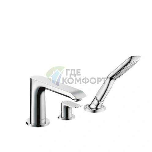 Смеситель для ванны Hansgrohe Metris с ручным душем, хром (31190000) - фото 1