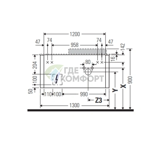 Подвесная тумба Duravit Happy D.2 Plus 354x1300x550 мм с ящиком, цвет серый камень матовый (HP4932M9292) - фото 2