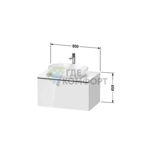 Тумбочка подвесная Duravit D-Neo с 1 ящиком, 459×800×550 мм, белый высокоглянцевый (DE494702222) - фото 2