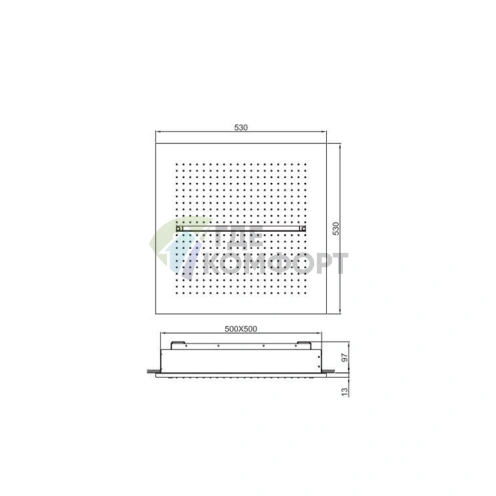 Верхний душ Fantini Acqua Zone 530x530 мм: Потолочный, с функциями «Дождь» и «Ливень», цвет Matt Copper PVD (75 P9 C032) - фото 2