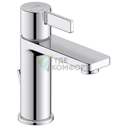 Смеситель Duravit D-Neo для раковины однорычажный, хром, с донным клапаном и EcoStart (DE1021001010) - фото 1