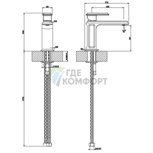 Смеситель для раковины Gessi Eleganza однорычажный, без донного клапана, хром (46002#031) - фото 2