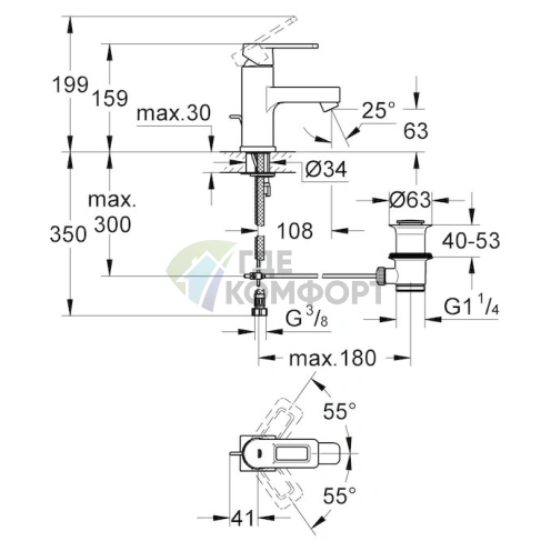 Смеситель Grohe Quadra 3263100E для раковины: современный дизайн и эргономичность - фото 6