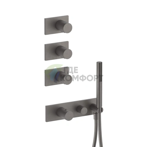 Встраиваемый термостат для душа Fantini Milano на 4 выхода, 3/4, Matt Gun Metal PVD (31 P5 4714B) - фото 1