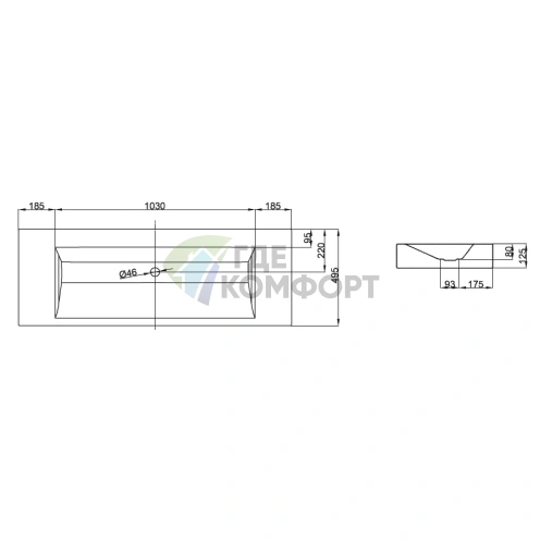 Подвесная раковина BETTEAqua 140×49,5×125 см без отверстия под смеситель, белая (A052-000) - фото 2
