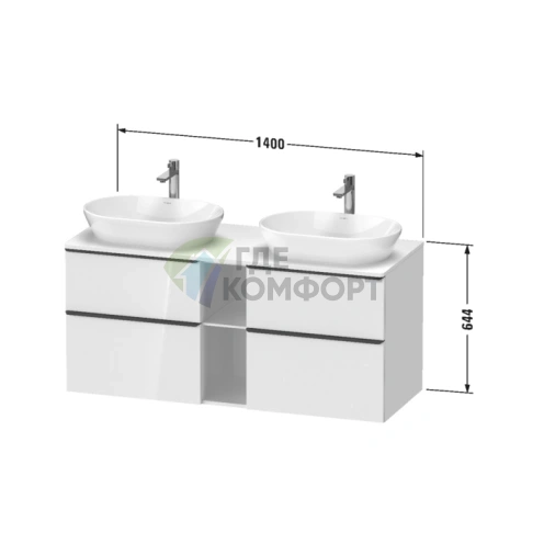 Подвесная тумба Duravit D-Neo Black Oak, 644x1400x550 мм, 2 ящика (DE4970R1616) - фото 2