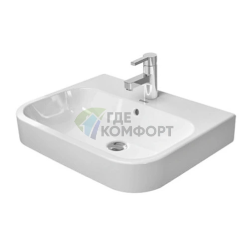 Раковина DURAVIT Happy D2 65x46 см, белая, шлифованная, с креплением и отверстием под смеситель (2315600000) - фото 1