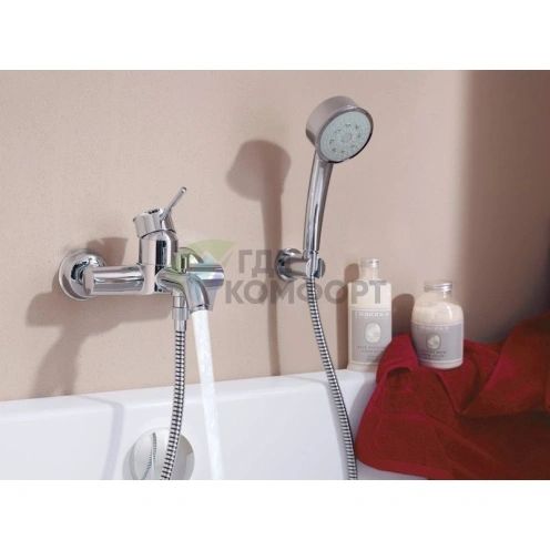 Смеситель Grohe BauClassic для ванны с душем: душем в комплекте - фото 3
