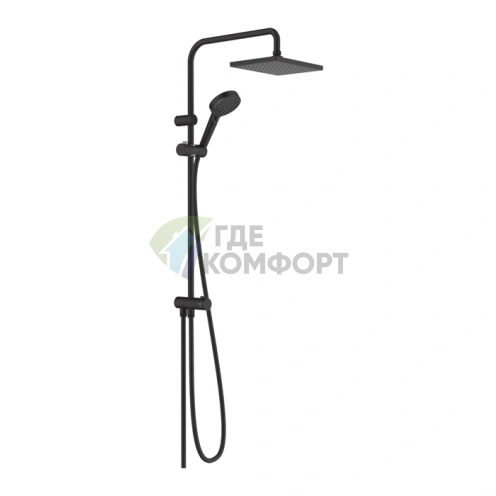 Душевая стойка HG Vernis Shape Reno с верхним душем в матовом чёрном цвете (26282670) - фото 1