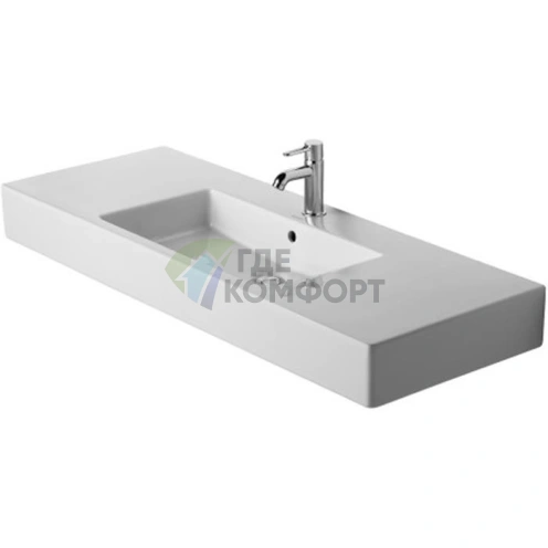 Раковина Duravit Vero для мебели с переливом и отверстием под смеситель 1250x490 мм, белая (329120000) - фото 3