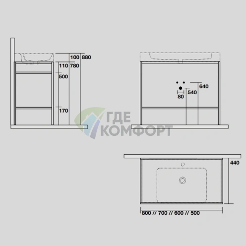 Раковина KERASAN Cento 50x45 см подвесная накладная белая без отверстия под сметитель (353001*0) - фото 2
