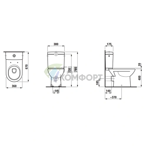 Бачок для унитаза Laufen Pro 8.2495.5/8/9, 6/3 л, нижняя подводка слева, белый (8.2695.3.000.873.1) - фото 2