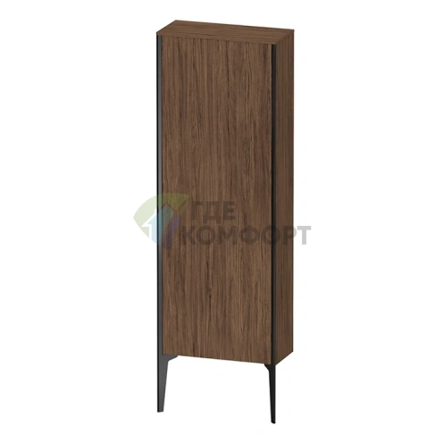 Шкаф подвесной Duravit XViu 1330x500x240 мм, 1 дверь, 3 стеклянные полки, цвет walnut dark/черный матовый (XV1316LB221) - фото 1
