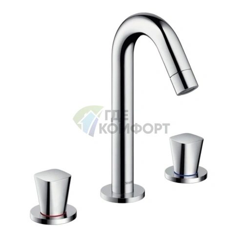Смеситель для раковины Hansgrohe Logis на 3 отверстия с донным клапаном, хром (71133000) - фото 1
