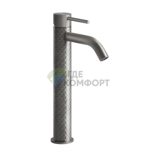 Смеситель GESSI 316 высокий для раковины на 1 отверстие без донного клапана, стальной брашированный (54109#239) - фото 1