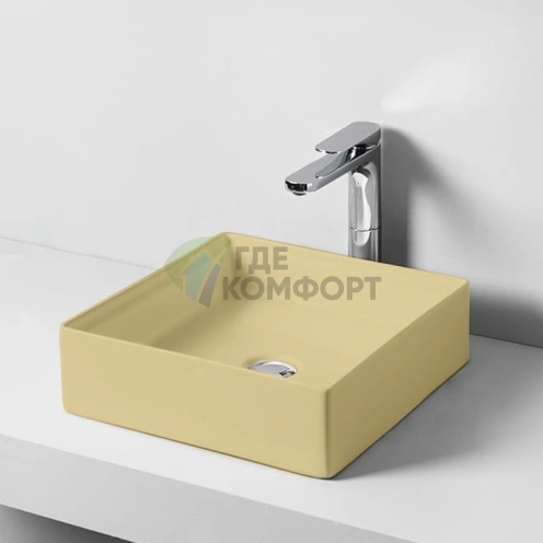 Раковина накладная Artceram Scalino 38x38 см без отверстия, цвет Giallo Zinco (SCL001 12 00) - фото 1