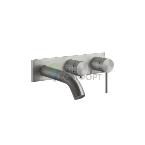 Встраиваемый смеситель GESSI 316 для двух источников с изливом 168-138 мм и внешним переключателем, цвет steel brushed (54136#239) - фото 1