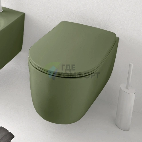 Унитаз подвесной безободковый Kerasan Nolita 55x35 см, цвет Verde (531411) - фото 1