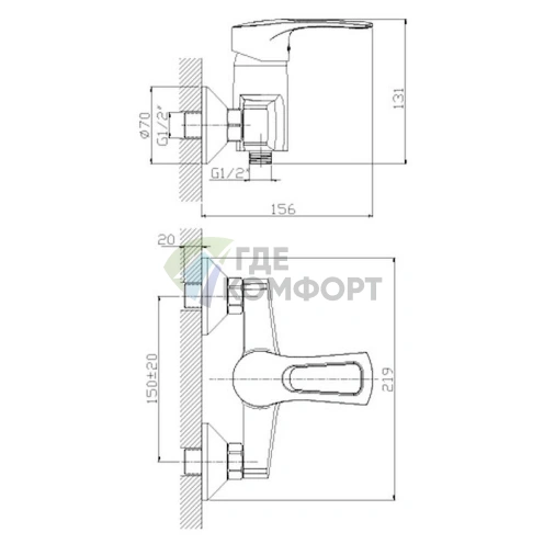 Смеситель Rossinka T T40-41 для душа: Стиль и комфорт в каждой детали - фото 2
