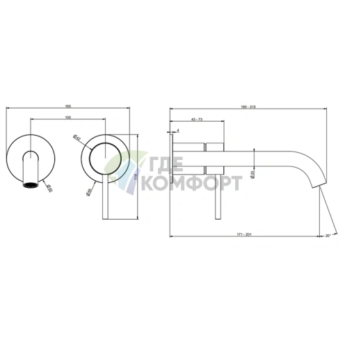 Стильный встраиваемый смеситель GESSI 316 в теплом бронзовом оттенке (54086#726) - фото 2