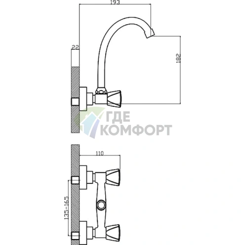 Смеситель для кухни Rossinka N N02-73 высокого давления - фото 2