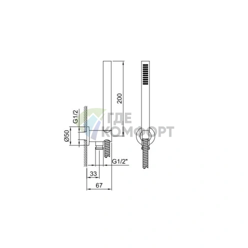 Душевой набор Fantini Venezia FIT с лейкой, держателем и шлангом 150 см в цвете Matt Copper PVD (29 P9 5944) - фото 2