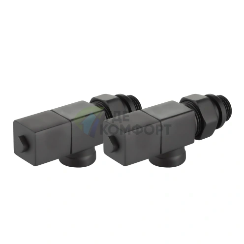 Набор дизайн-вентилей Royal Thermo CUBE 1/2 черный, RTE 56.0004, НС-1422573 - фото 2