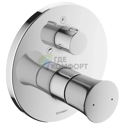 Смеситель для ванны Duravit White Tulip на 2 ввода, встраиваемый, с обратным клапаном, хром (WT5210018010) - фото 1