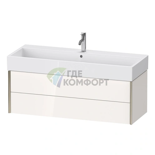 Тумба подвесная Duravit XViu 397x1184x454 мм для раковины 235012, 2 ящика — белый глянцевый/champagne matt (XV43380B122) - фото 1